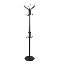 Вешалка-стойка SHT-CR450, 1,86 м, диск 37 см, 6 крючков + 4 дополнительных, металл/мрамор, черная, В1-50
