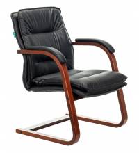 Кресло Бюрократ T-9927WALNUT-AV/BL на полозьях черный кожа